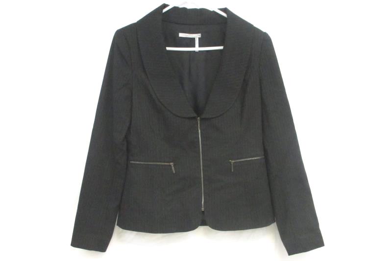 Classiques Entier Women's Black Pin Stripe Zipper Front Blazer Jacket Sz 6