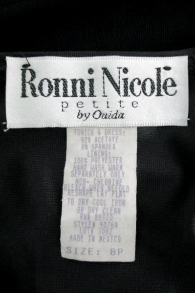 Ronnie Nicole Petite by Ouida Black Sheer Top Sleeveless Sexy Dress 8P Stretchy