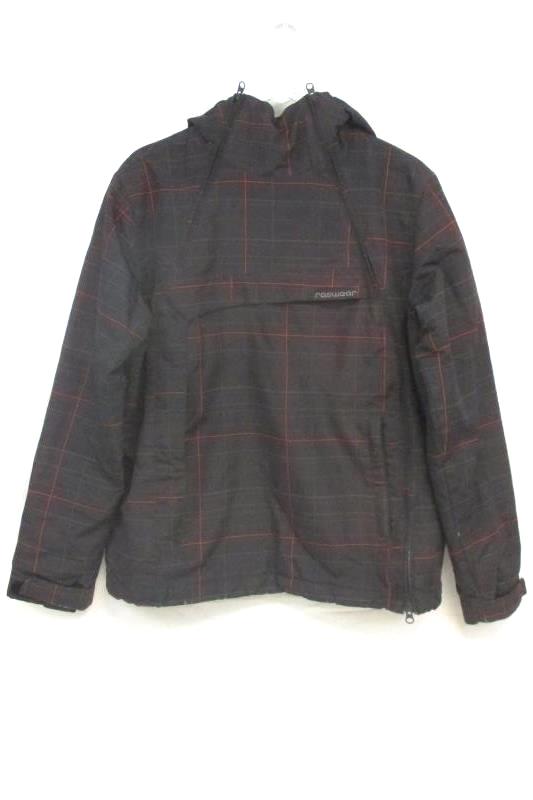 Ragwear Men's Asymmetrical Full Zip Plum Plaid Ski Coat Jacket Hooded Sz S