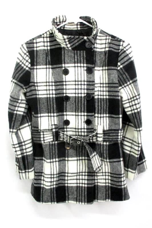 Women's Black White Double Breasted Belted Peacoat By BCX Girl Size L