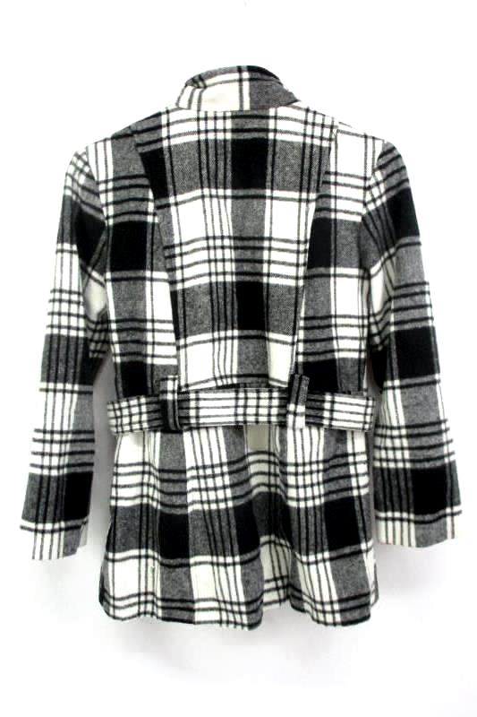 Women's Black White Double Breasted Belted Peacoat By BCX Girl Size L