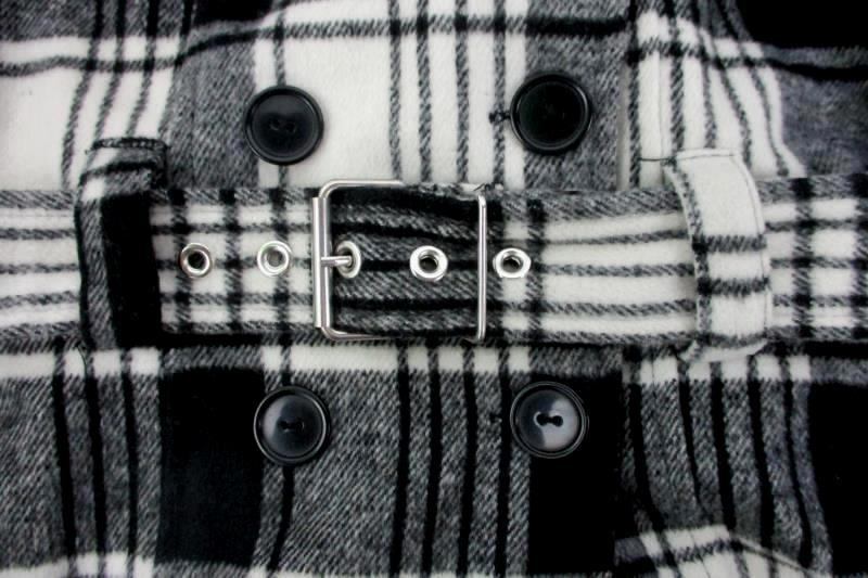 Women's Black White Double Breasted Belted Peacoat By BCX Girl Size L