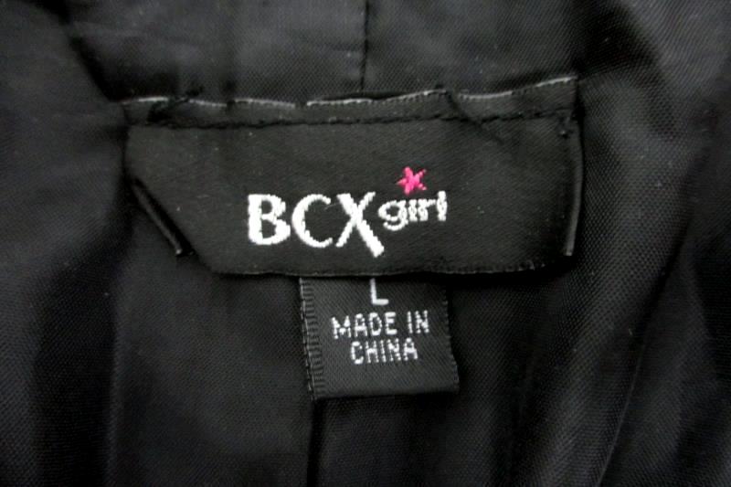 Women's Black White Double Breasted Belted Peacoat By BCX Girl Size L