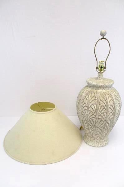 Ceramic Wide Vase Shape 30" Table Lamp With Cream Colored Shade