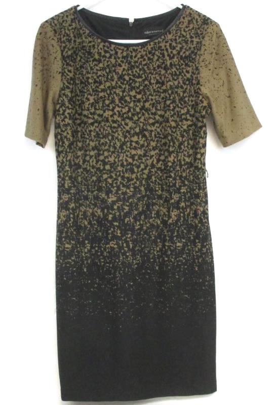 Connected Apparel Women's Black Toffee Two Tone Short Sleeve Dress Size 8p