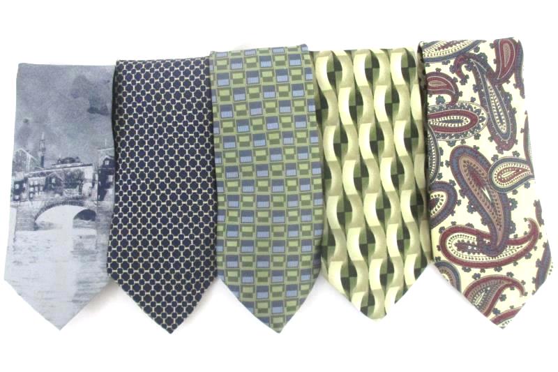 Lot 5 Men's Neck Ties Textured Polyester Silk Ferucci Bachrach Brooks Brothers