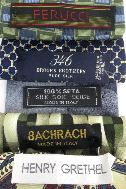 Lot 5 Men's Neck Ties Textured Polyester Silk Ferucci Bachrach Brooks Brothers