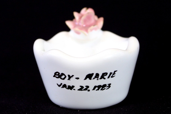 Vintage Enrica Ceramics Trinket Dish Ring Holder With Raised Rose