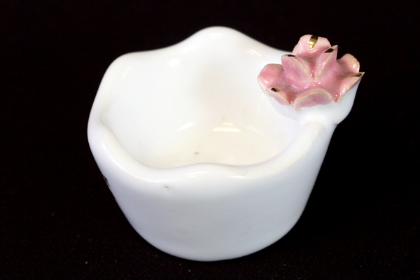 Vintage Enrica Ceramics Trinket Dish Ring Holder With Raised Rose
