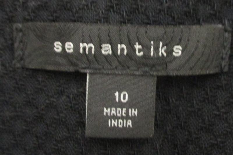 Semantiks Women's Textured Black Blazer Jacket 4 Button Front Cotton Blend Sz 10