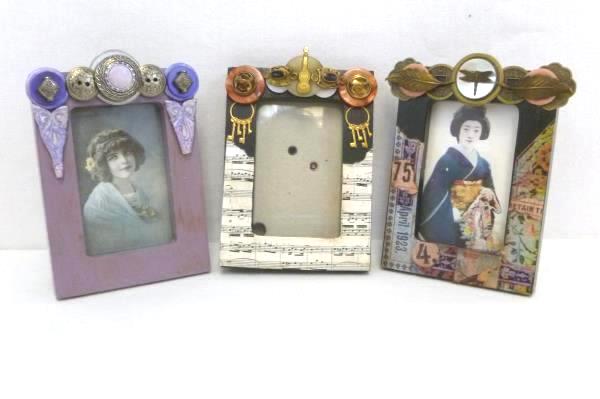 Lot of 3 Wood Picture Frames 3" X 2" Mercury Art Frames Hand Designed