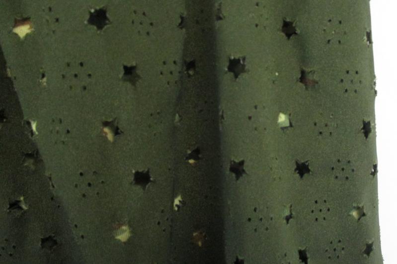Teen Vogue Macys Junior's Army Green Zipper Star Cutout Skirt Elastic Waist Sz L