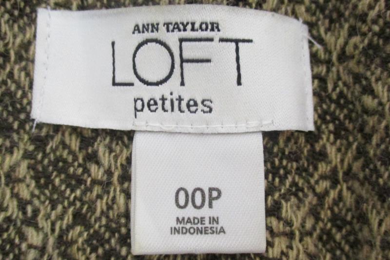 Ann Taylor Loft Women's Brown Tweed Petite Blazer Suit Jacket Button Up Size 00P