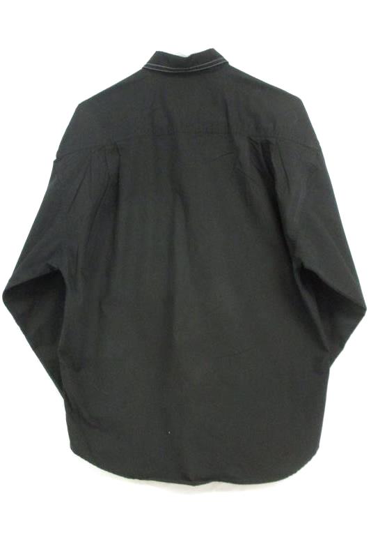 Bugatchi Uomo Vtg Black Western Button Up Shirt Floral Embroidery Mens Size M