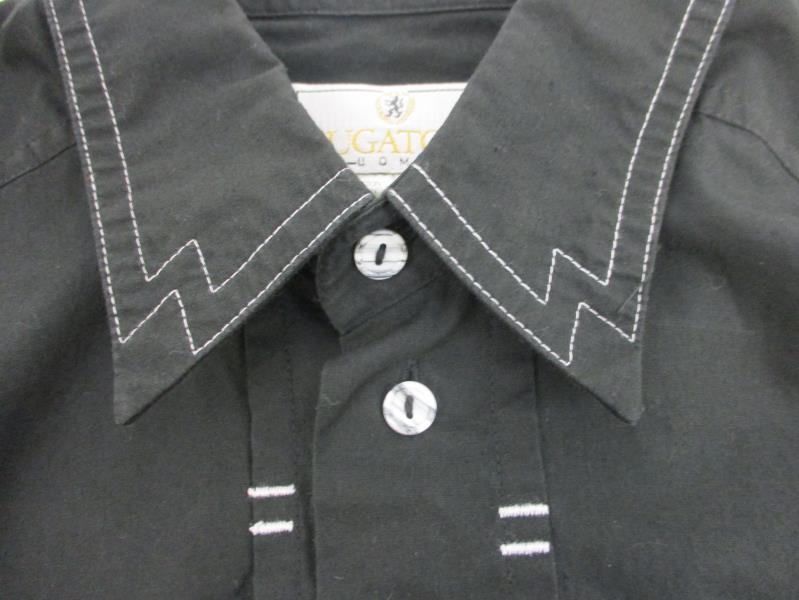 Bugatchi Uomo Vtg Black Western Button Up Shirt Floral Embroidery Mens Size M