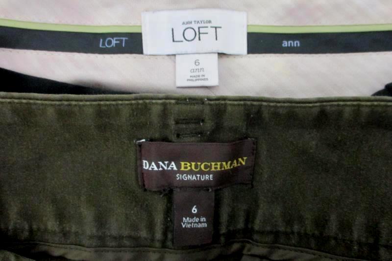 Lot of 2 Women's Pants Ann Taylor and Dana Buchman Signature Size 6 Green Brown
