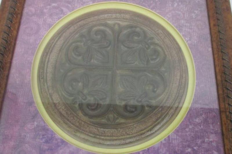 Lot of 2 Designs Direct Framed Wood Wall Hangings Fleur-De-Lis Abstract
