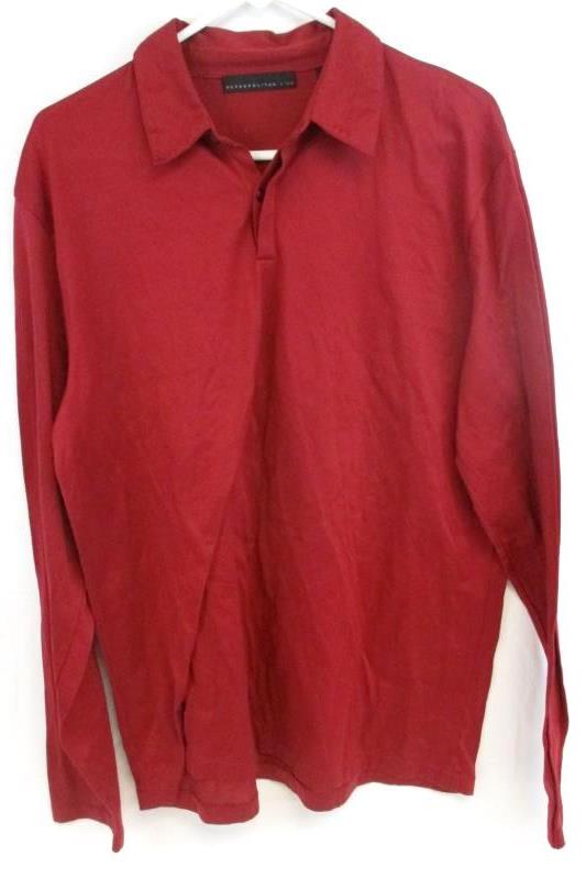 Metropolitan View Quarter Button Up Shirt Long Sleeve Red Cotton Men's Size XL