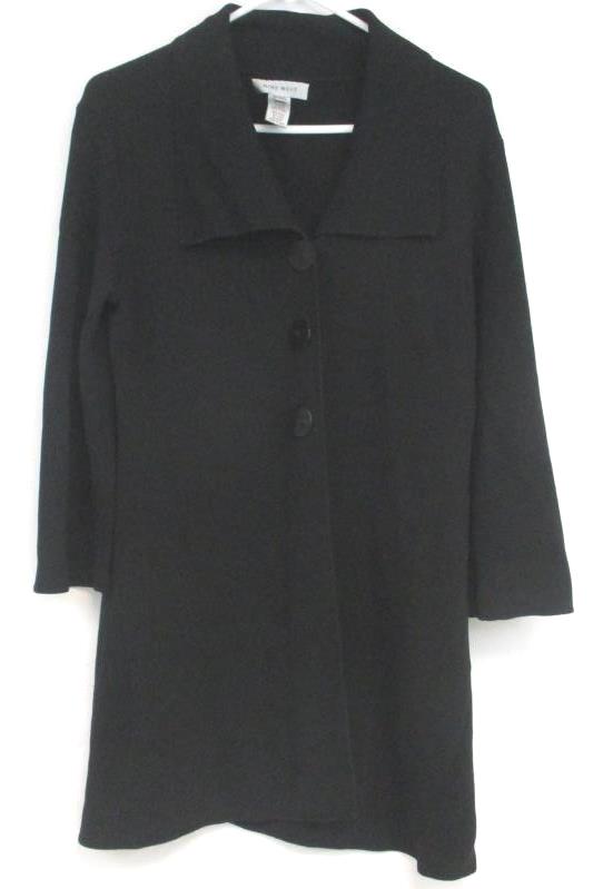 Nine West Women's Black Long Cardigan Sweater 3 Button Rayon Blend Size M