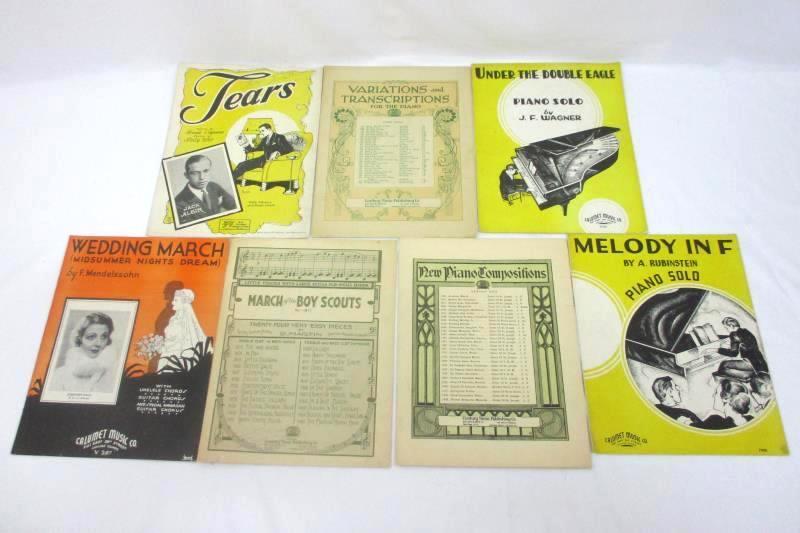 Lot of 7 Vintage Piano Sheet Music Pieces Wedding March and More
