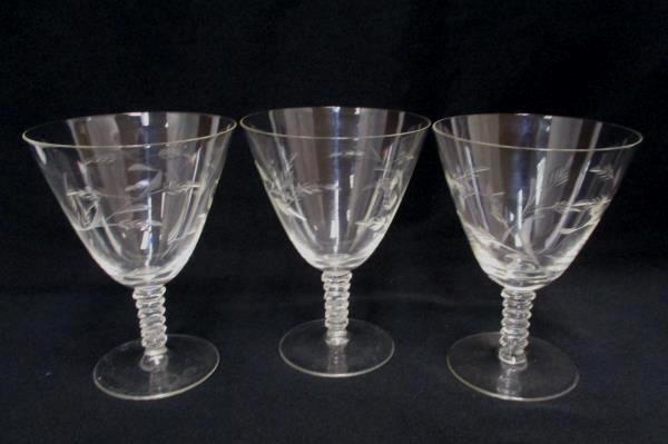 4 Replacement Etched Glass Floral Sorbet Cordial Champagne Stemware Crystal
