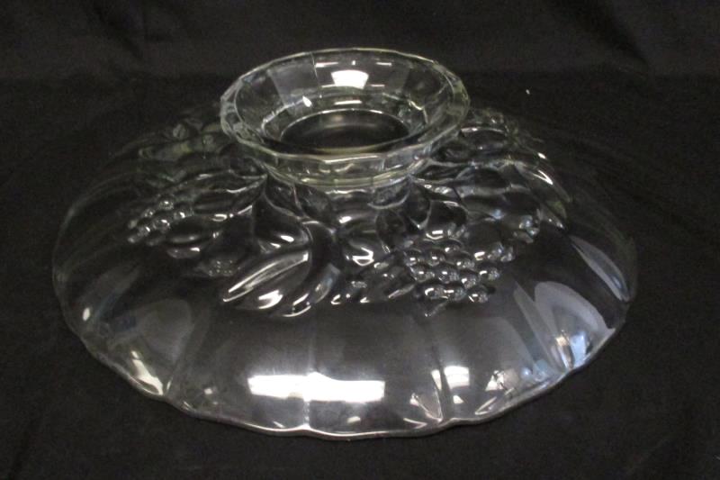 Vintage Clear Glass Footed Fruit Plate Cake Stand Fruit Design 12.5 Inch Round