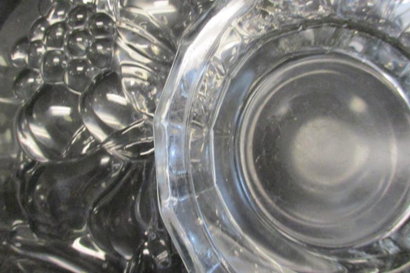 Vintage Clear Glass Footed Fruit Plate Cake Stand Fruit Design 12.5 Inch Round