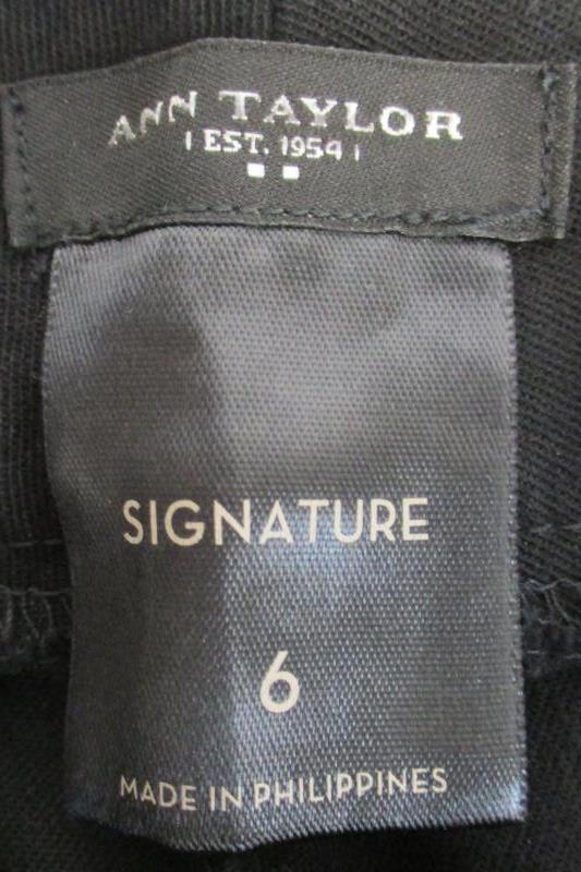 Ann Taylor Women's Signature Flat Front Cotton Blend Black Pants Sz 6