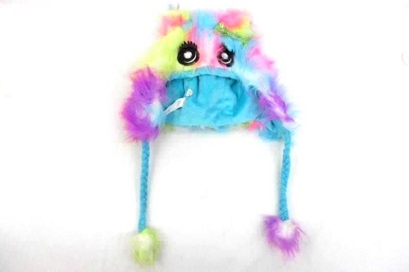 Justice Girl's Winter Hat Fuzzy Creature Multi Color One Size