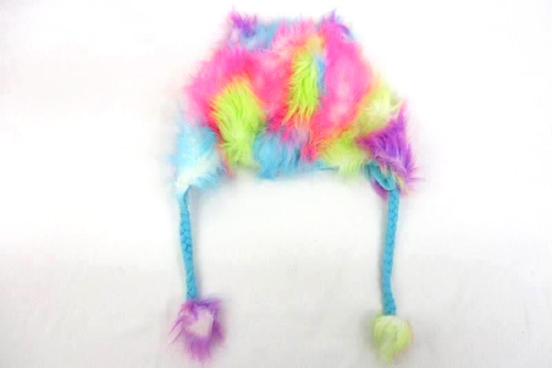 Justice Girl's Winter Hat Fuzzy Creature Multi Color One Size