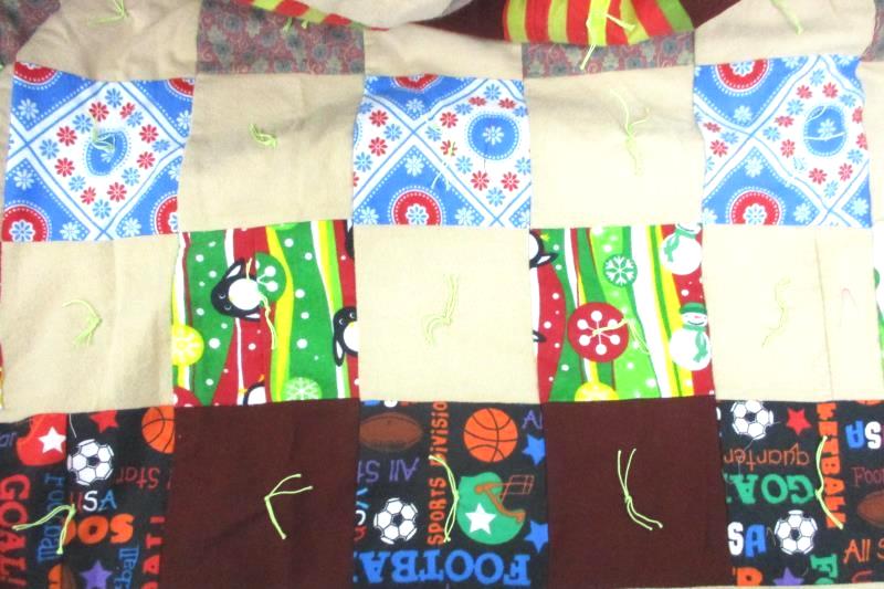 Handmade Patch Quilt Lap Travel 54 Inch X 67 Inch Sports Flowers, Stripes