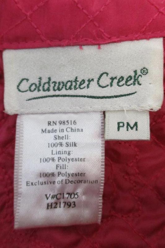 Coldwater Creek Jacket Light Weight Quilted Silk Pink Women's Size PM Petite