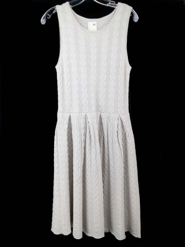 Far Away From Close Ivory Sweater Dress Wool Cable Knit Size M