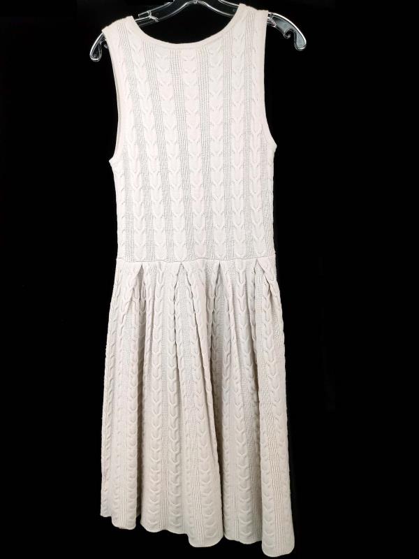 Far Away From Close Ivory Sweater Dress Wool Cable Knit Size M