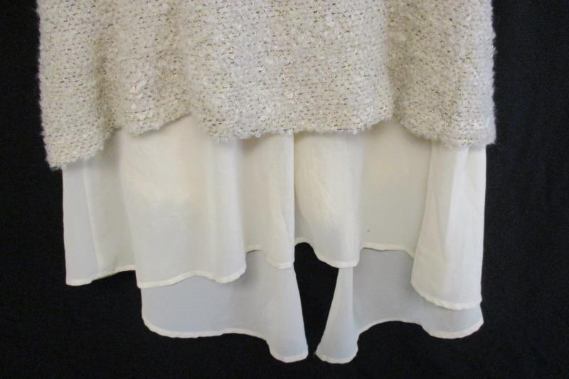 Papaya Women's Faux Fur Open Front Vest Sheer Ivory Acrylic Blend Sz M