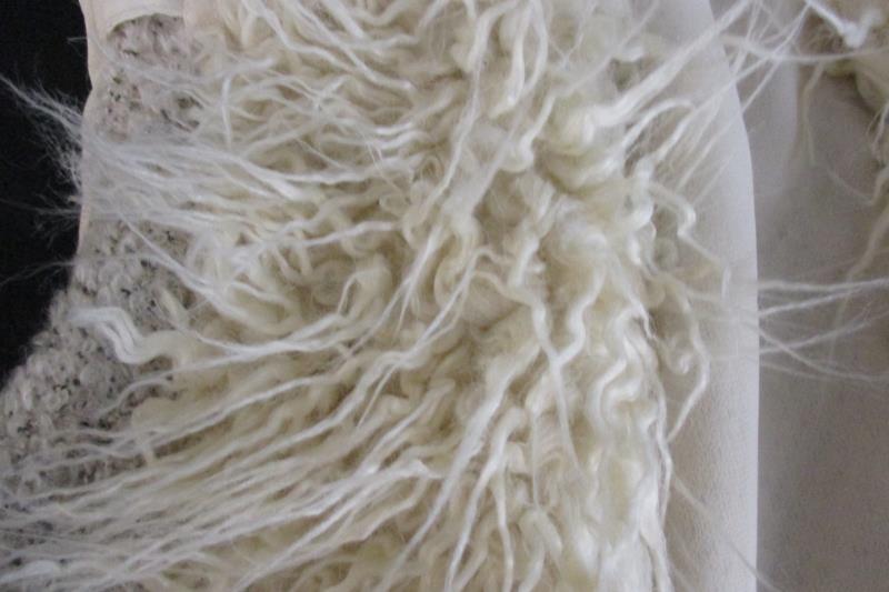 Papaya Women's Faux Fur Open Front Vest Sheer Ivory Acrylic Blend Sz M