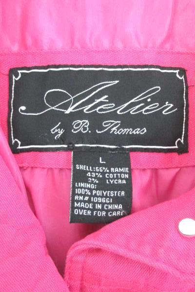 Atelier By B. Thomas Bright Pink Ramie Cotton Stretch Jacket Button Up Women's L