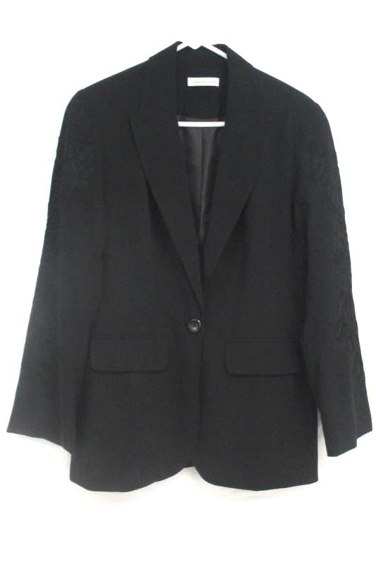 Coldwater Creek Women's Black One Button Front Blazer Embroidered Sleeves Sz 10