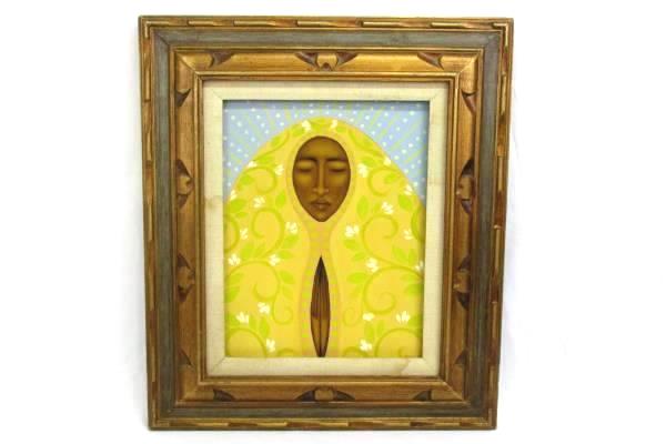 Bronze Brown Wood Framed Tamara Adams Yellow Madonna Canvas Print Portland OR