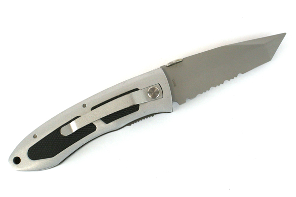 Coast Folding Knife Combination Edge Tanto Blade Liner Lock Silver Black