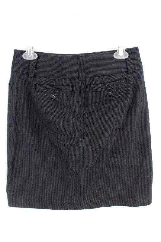 Talobots Petite Pencil Skirt Stretch Navy Blue Striped Zip Button Womens Size 2P