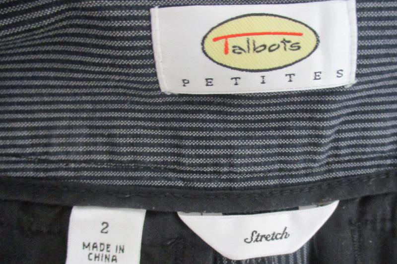 Talobots Petite Pencil Skirt Stretch Navy Blue Striped Zip Button Womens Size 2P