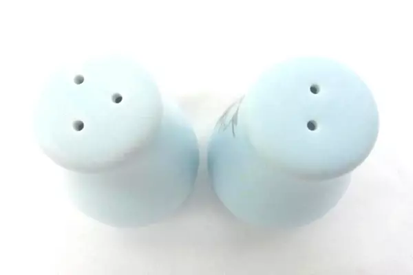 Blue Souvenir Branson Missouri Salt And Pepper Shakers Floral Design Hummingbird