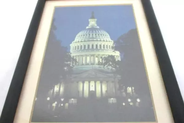Framed Print of United States Capitol Building Evening 8.75x7 Art
