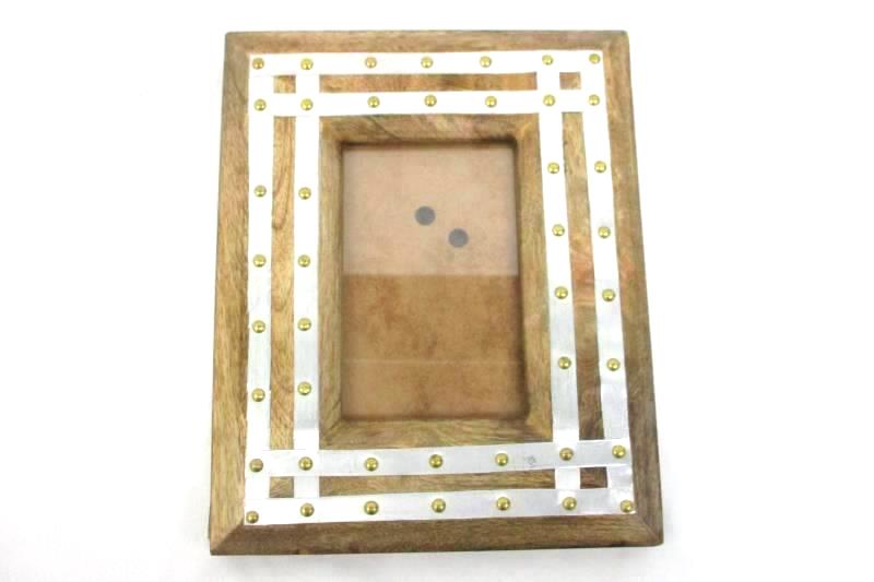 Wood Frame With Brass and Aluminum Accents for 6.25 x 4 in Photos