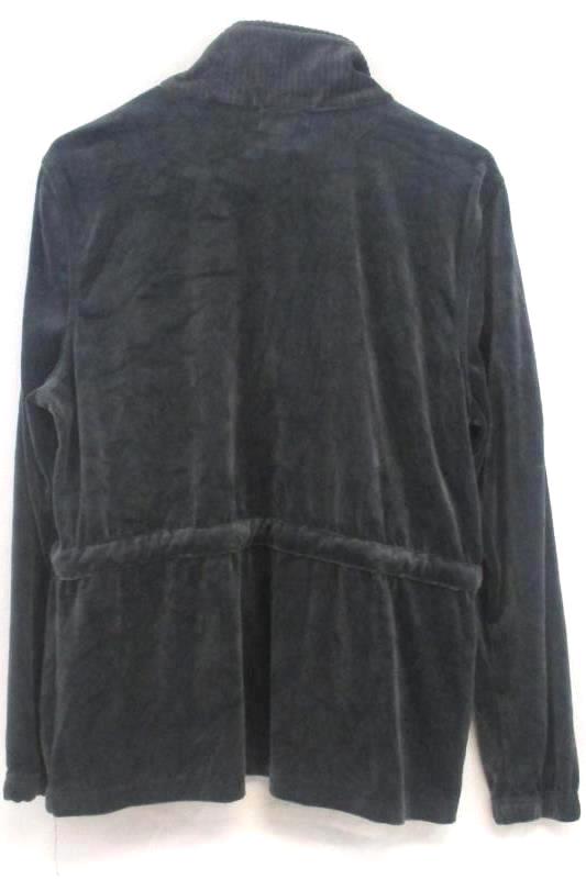 Vintage Cotton Women's Full Zip Gray Velvet Casual Jacket Drawstring Waist Sz L