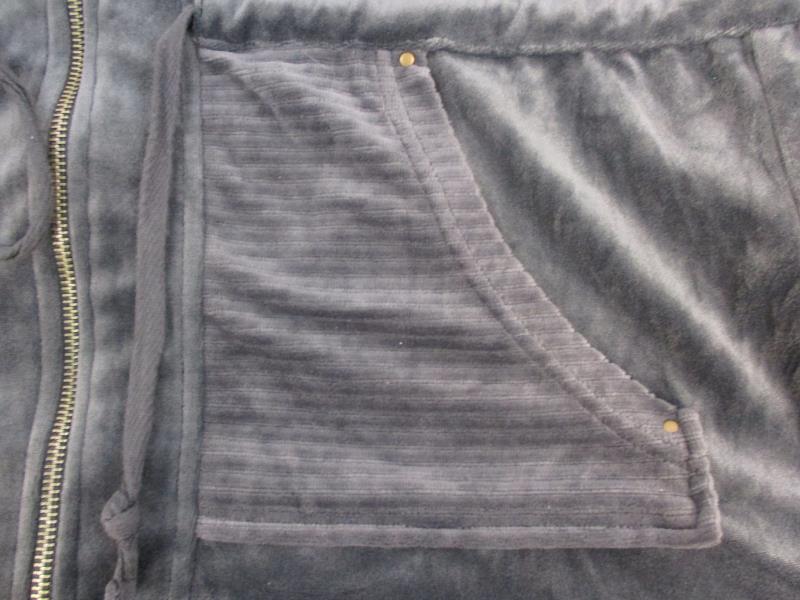 Vintage Cotton Women's Full Zip Gray Velvet Casual Jacket Drawstring Waist Sz L