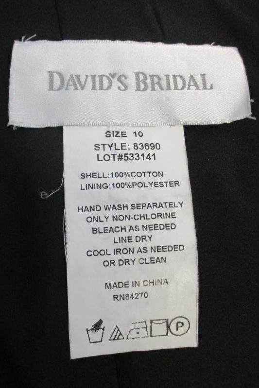 David's Bridal Black Short Y Neck Dress with Gold Cropped Jacket Women's Size 10