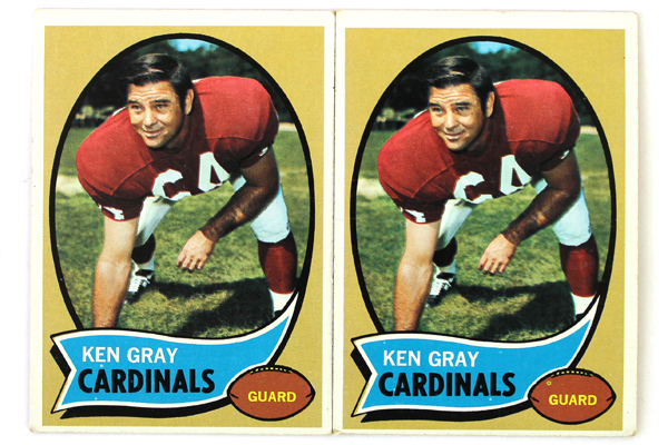 Lot of 2- 1970 Topps Ken Gray #92 Guard Cardinals Football Cards