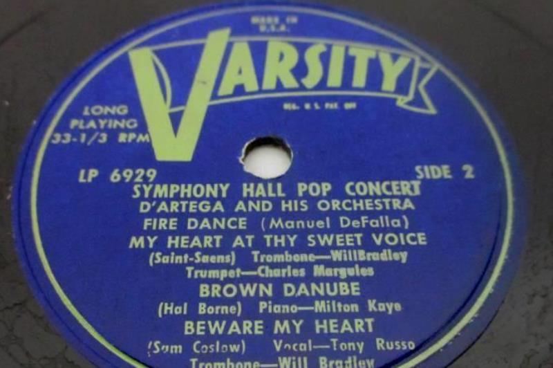 D'Artega And His Orchestra Symphony Hall Pop Concert 10in Vinyl 33 RPM LP Record